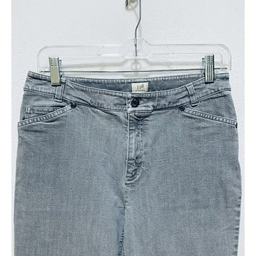 J Jill Jeans Womens 6 Gray Wash Distressed Denim Bootcut Stretch Western Rodeo